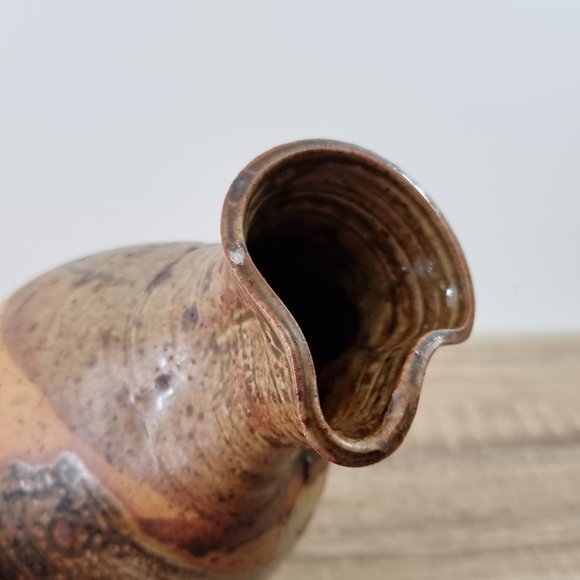 Vintage Stoneware Jug Vase Brown Splatter Organic - Picture 9 of 13